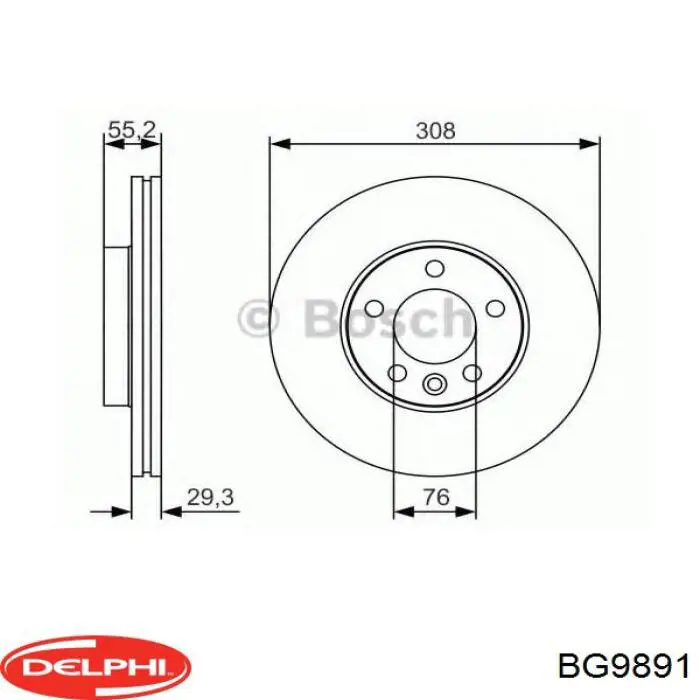 Диск гальмівний передній BG9891 Delphi