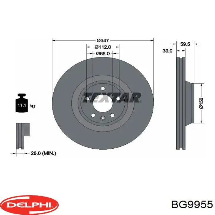 Диск переднього гальма Delphi BG9955 ціна, від 64.09 USD