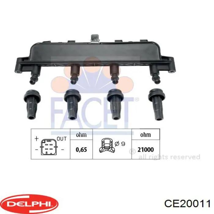Купити CE20011 Delphi Котушка запалювання
