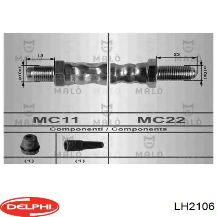 Шланг гальмівний передній LH2106 Delphi