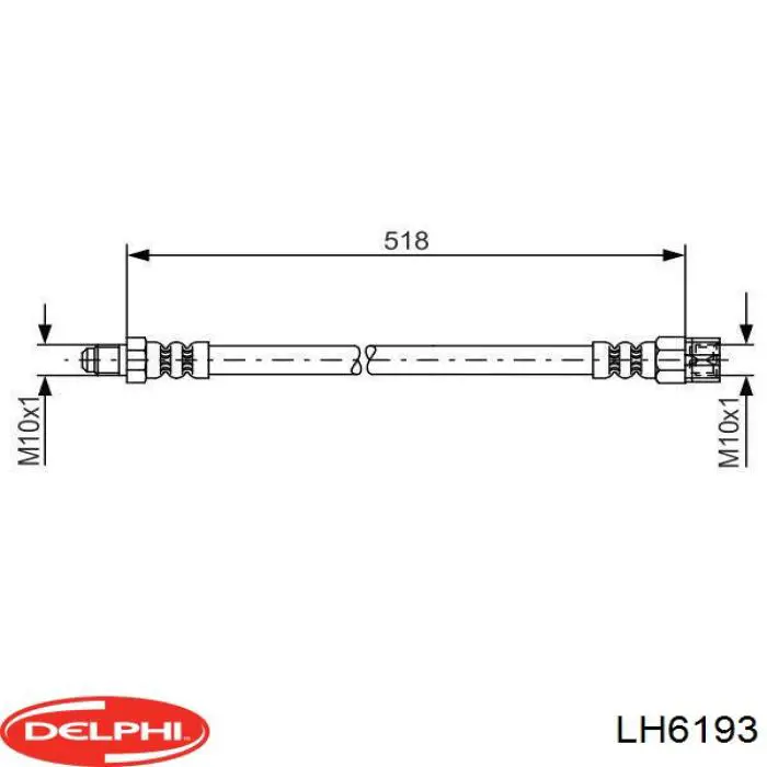 Шланг гальмівний передній Delphi LH6193 ціна, від 8.86 USD
