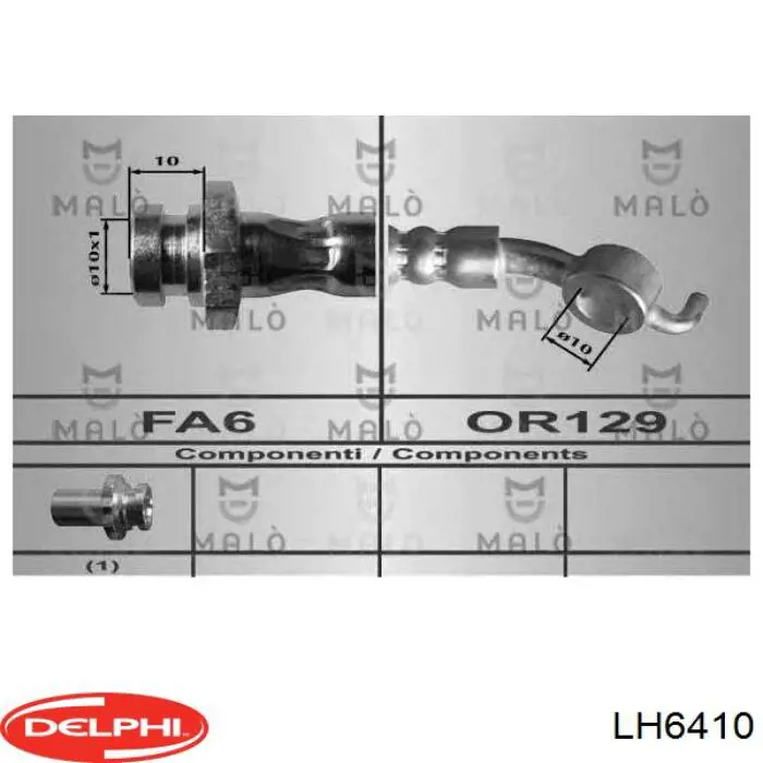 Шланг гальмівний передній, правий Delphi LH6410 ціна, від 15.54 USD