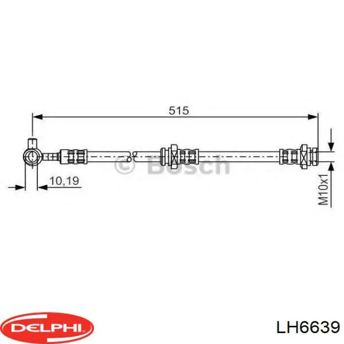 LH6639 Delphi шланг гальмівний передній, правий