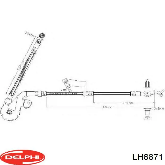 Купити LH6871 Delphi Шланг гальмівний передній, правий