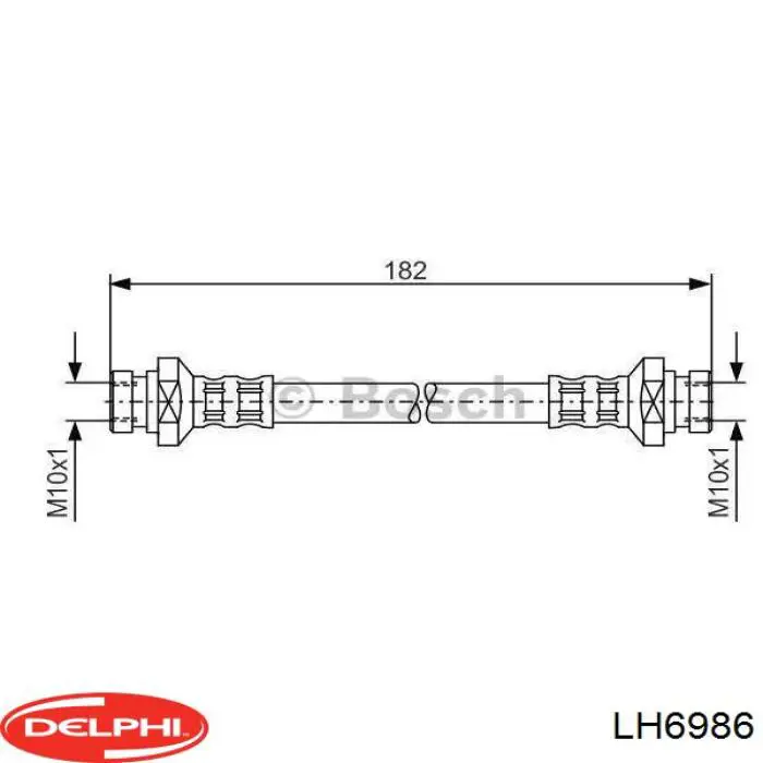 Шланг гальмівний передній, правий Delphi LH6986 ціна, від 11.48 USD