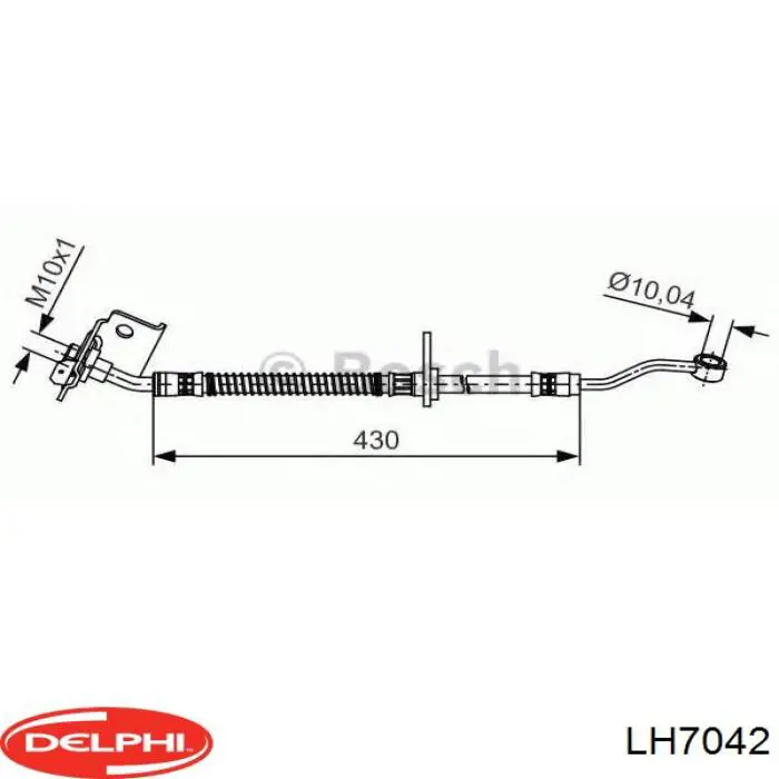 Шланг гальмівний передній, правий LH7042 Delphi