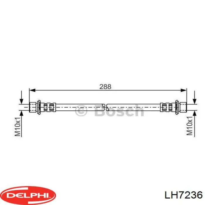 Шланг гальмівний задній, лівий LH7236 Delphi