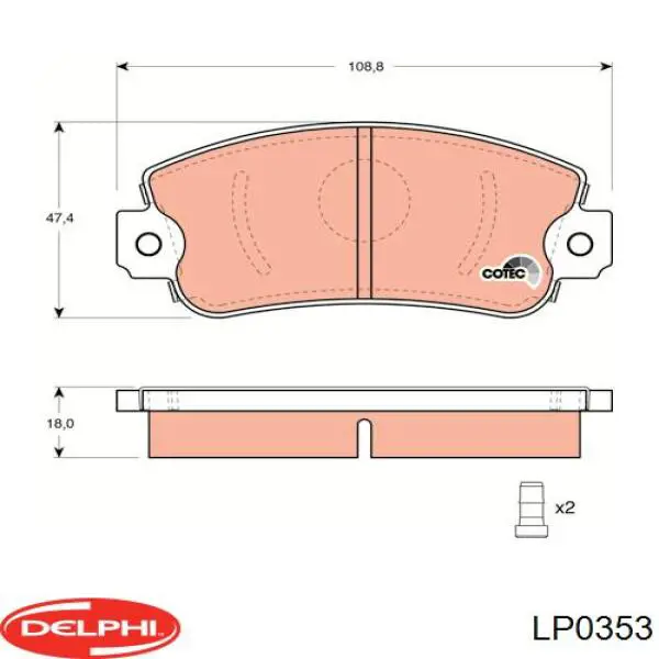 LP0353 Delphi колодки гальмівні передні, дискові