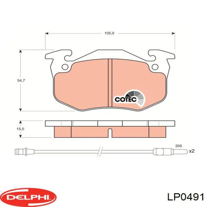 Колодки гальмівні передні, дискові LP0491 Delphi