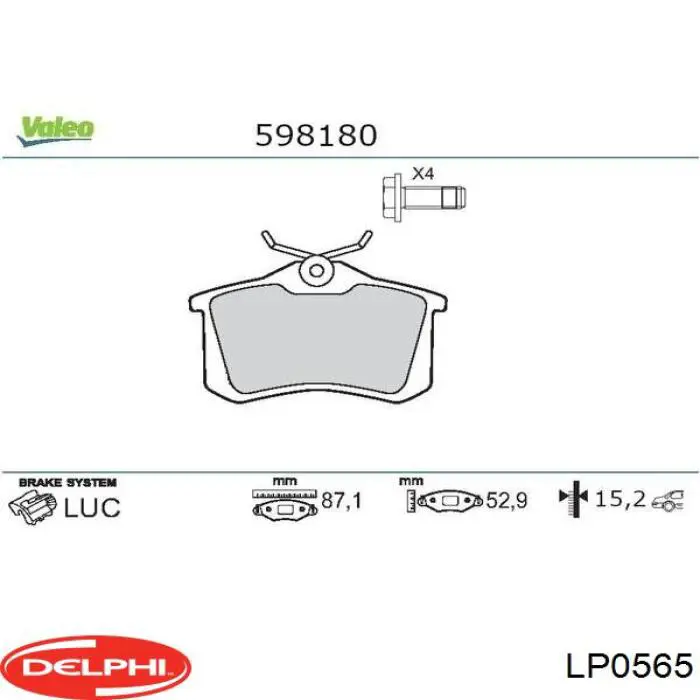 LP0565 Delphi Колодки гальмівні задні, дискові