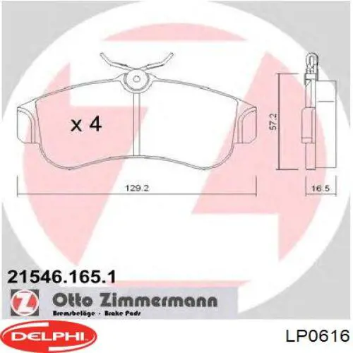 Гальмівні колодки Delphi LP0616 ціна, від 16.47 USD