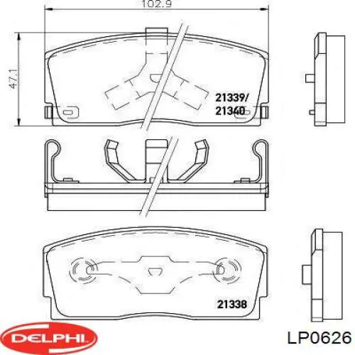 Колодки гальмівні передні, дискові LP0626 Delphi