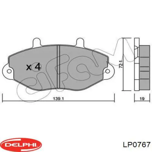 Колодки гальмівні передні, дискові LP0767 Delphi