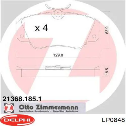 Гальмівні колодки Delphi LP0848 ціна, від 19.05 USD