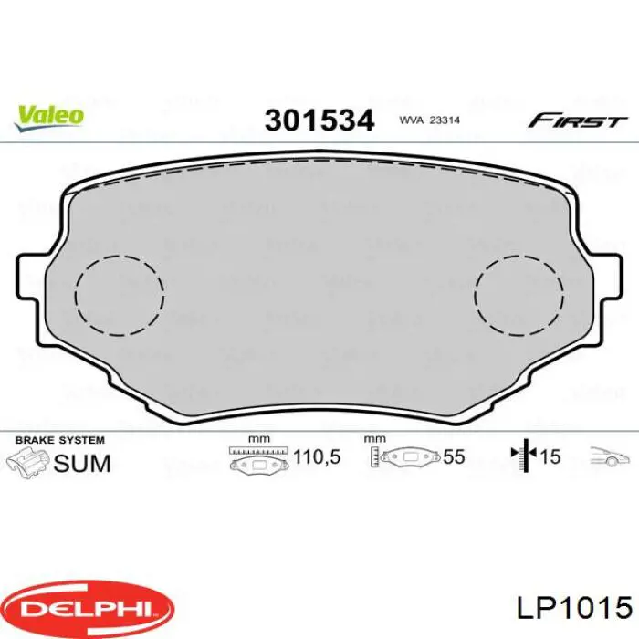 Гальмівні колодки Delphi LP1015 ціна, від 22.31 USD