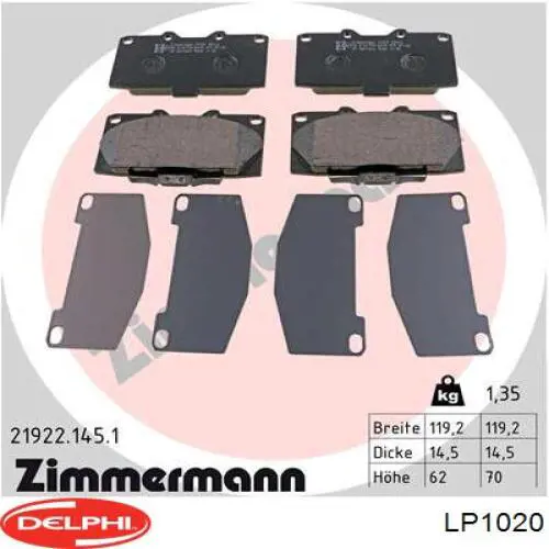 Гальмівні колодки Delphi LP1020 ціна, від 27.75 USD