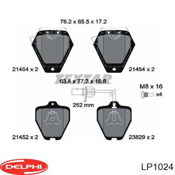 Колодки гальмівні передні, дискові LP1024 Delphi