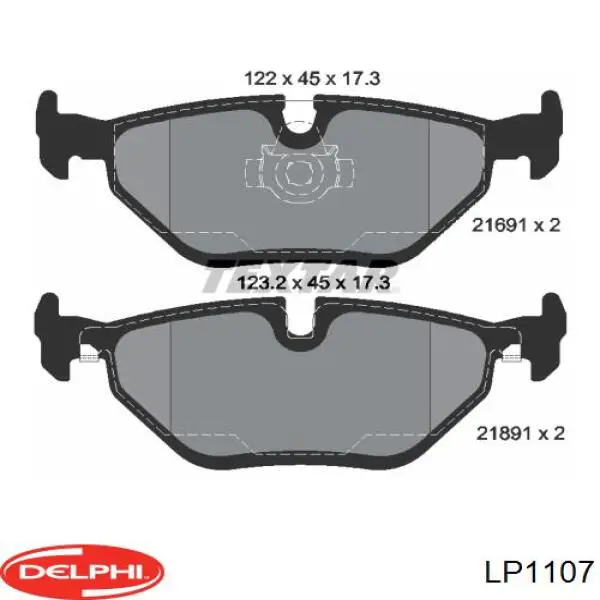 Колодки гальмові задні, дискові LP1107 Delphi