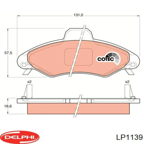 LP1139 Delphi колодки гальмівні передні, дискові