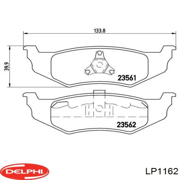LP1162 Delphi колодки гальмові задні, дискові