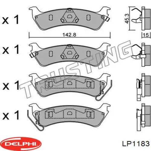 LP1183 Delphi колодки гальмові задні, дискові