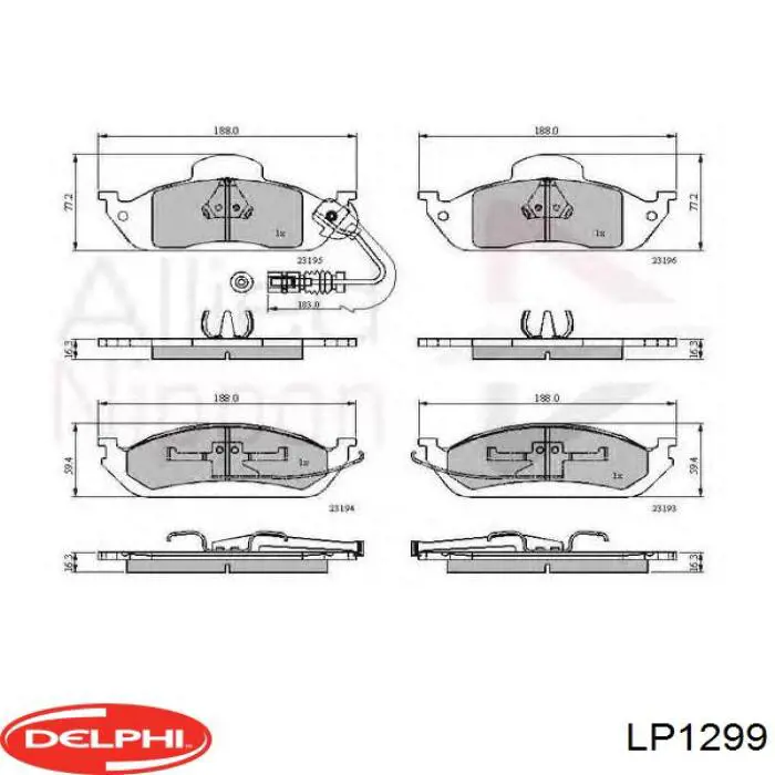 Гальмівні колодки Delphi LP1299 ціна, від 32.88 USD
