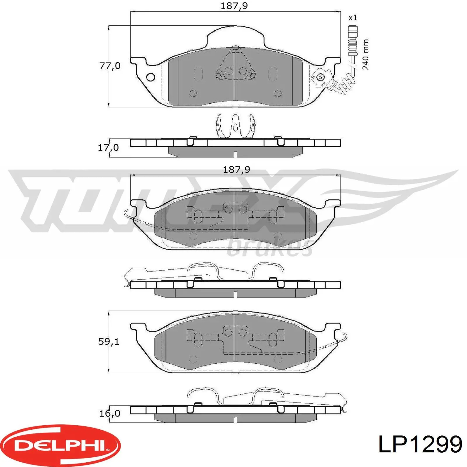 Купити LP1299 Delphi Колодки гальмівні передні, дискові