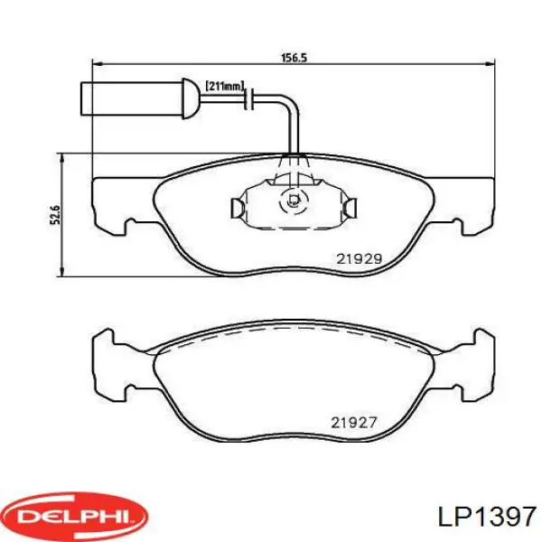LP1397 Delphi колодки гальмівні передні, дискові