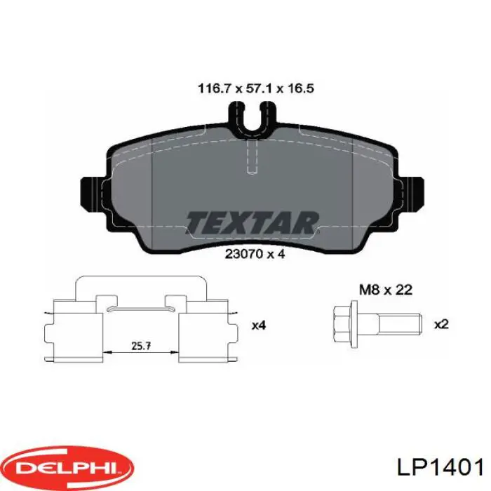 LP1401 Delphi колодки гальмівні передні, дискові