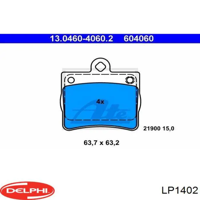 Задні гальмівні колодки Delphi LP1402 ціна, від 17.26 USD