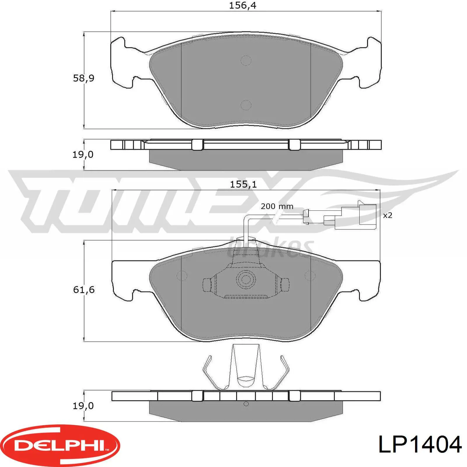 Колодки гальмівні передні, дискові LP1404 Delphi