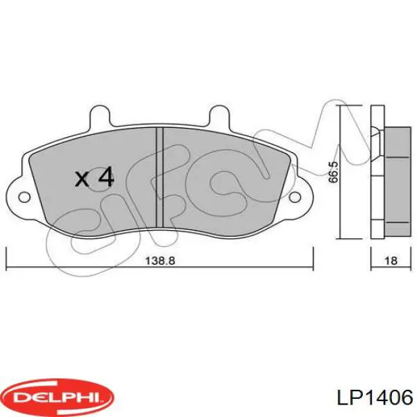 Колодки гальмівні передні, дискові LP1406 Delphi