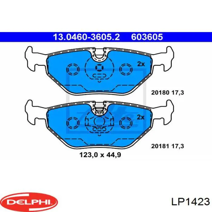 Задні гальмівні колодки Delphi LP1423 ціна, від 17.67 USD