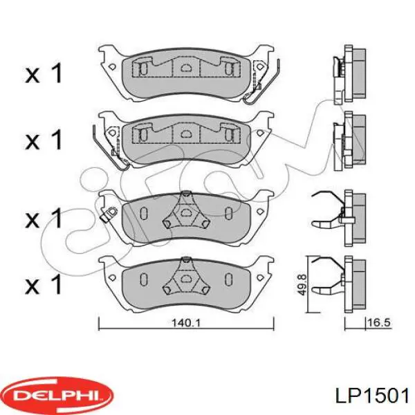Задні гальмівні колодки Delphi LP1501 ціна, від 30.37 USD