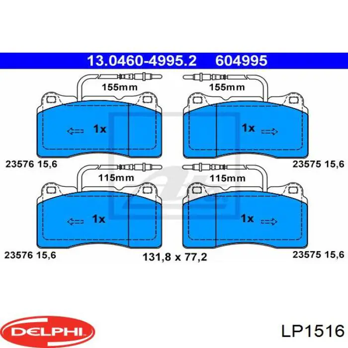 Передні тормозні колодки LP1516 Delphi