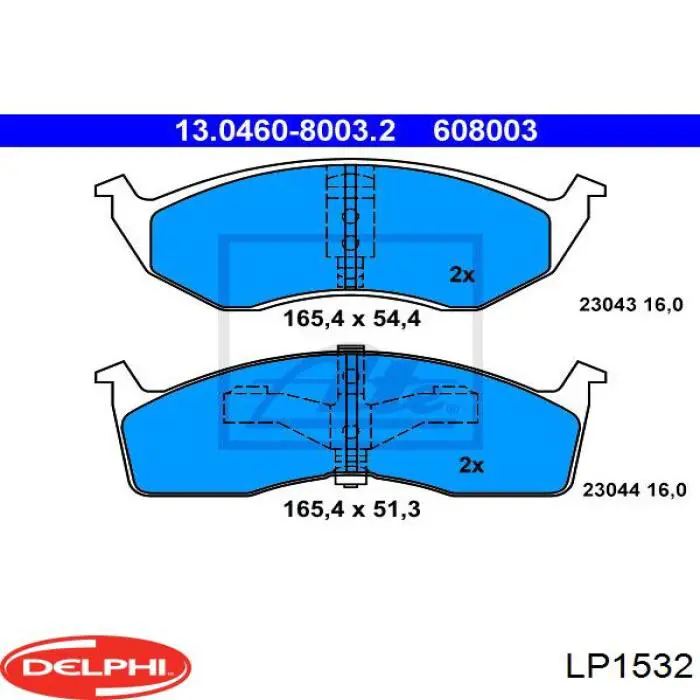 LP1532 Delphi колодки гальмівні передні, дискові