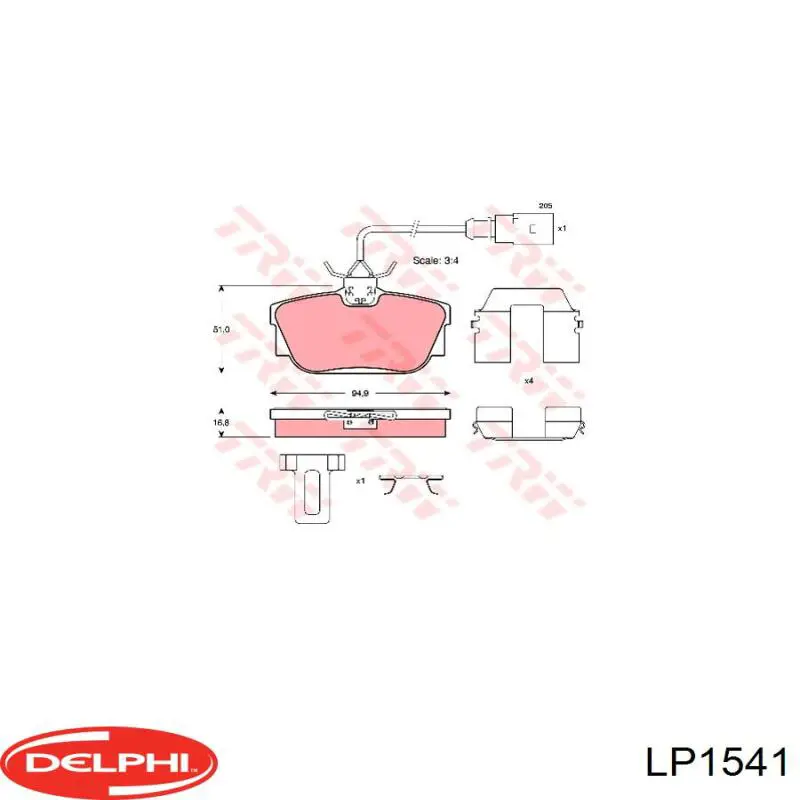 Задні дискові колодки Delphi LP1541