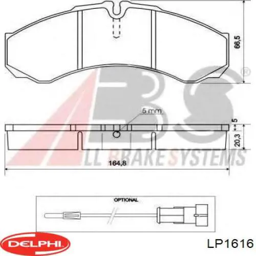 LP1616 Delphi Колодки гальмівні задні, дискові
