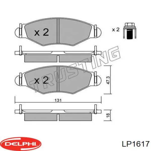 Колодки гальмівні передні, дискові LP1617 Delphi