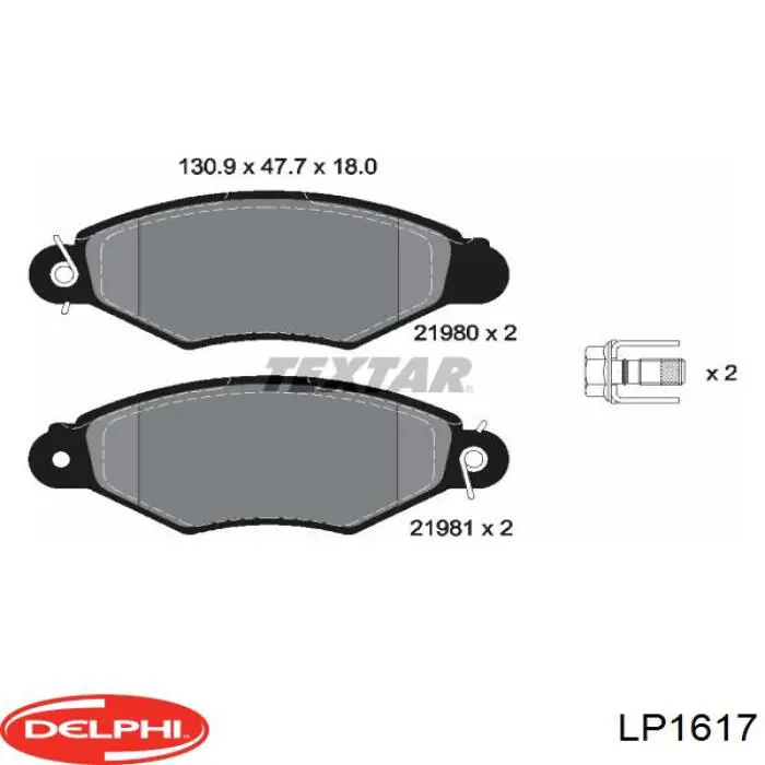 Гальмівні колодки Delphi LP1617 ціна, від 20.25 USD