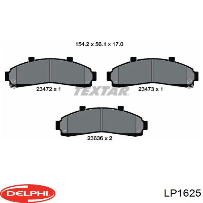 LP1625 Delphi колодки гальмівні передні, дискові