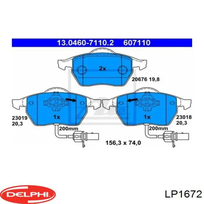 Колодки гальмівні передні, дискові LP1672 Delphi