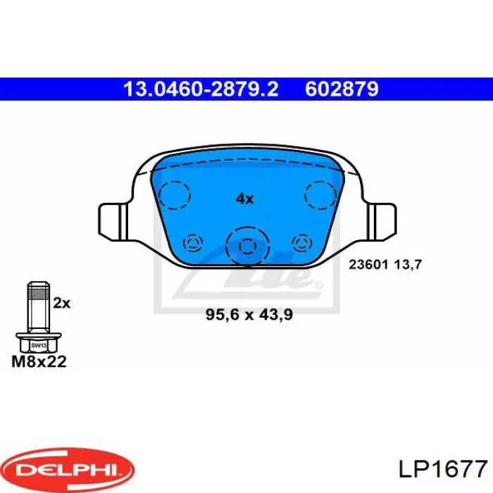 Задні гальмівні колодки Delphi LP1677 ціна, від 13.92 USD