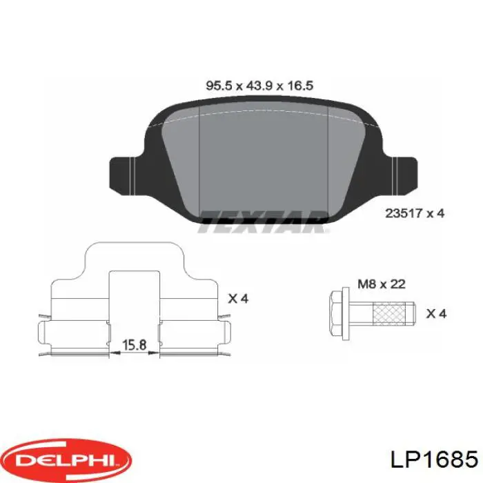 LP1685 Delphi Колодки гальмівні задні, дискові