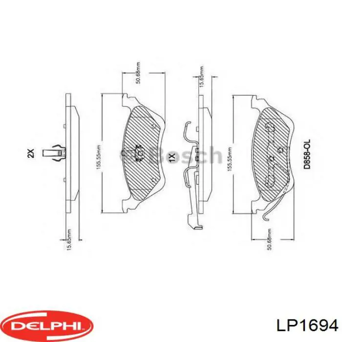Задні гальмівні колодки Delphi LP1694 ціна, від 28.08 USD