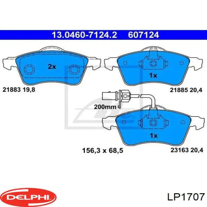 Купити LP1707 Delphi Колодки гальмівні передні, дискові