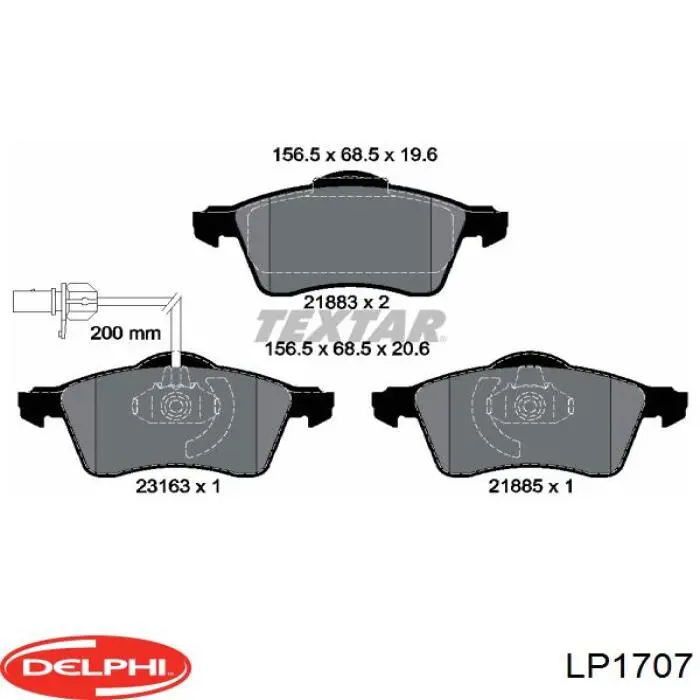 Передні тормозні колодки LP1707 Delphi