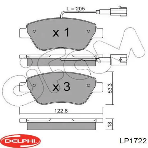 LP1722 Delphi колодки гальмівні передні, дискові