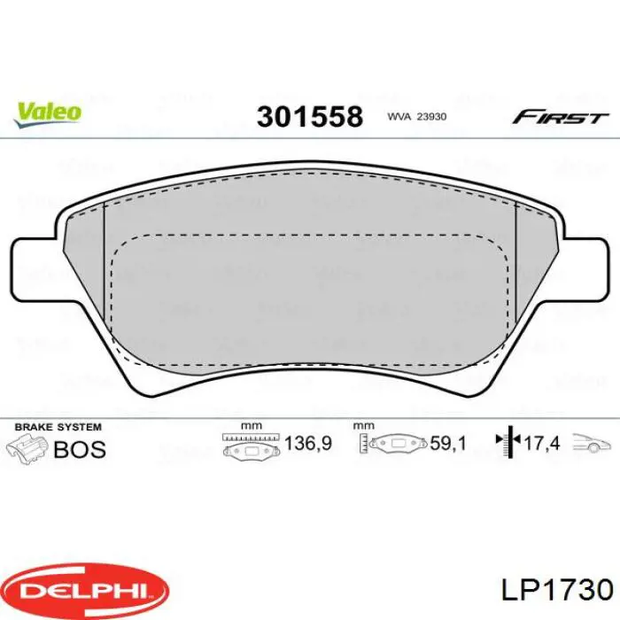 Гальмівні колодки Delphi LP1730 ціна, від 19.80 USD