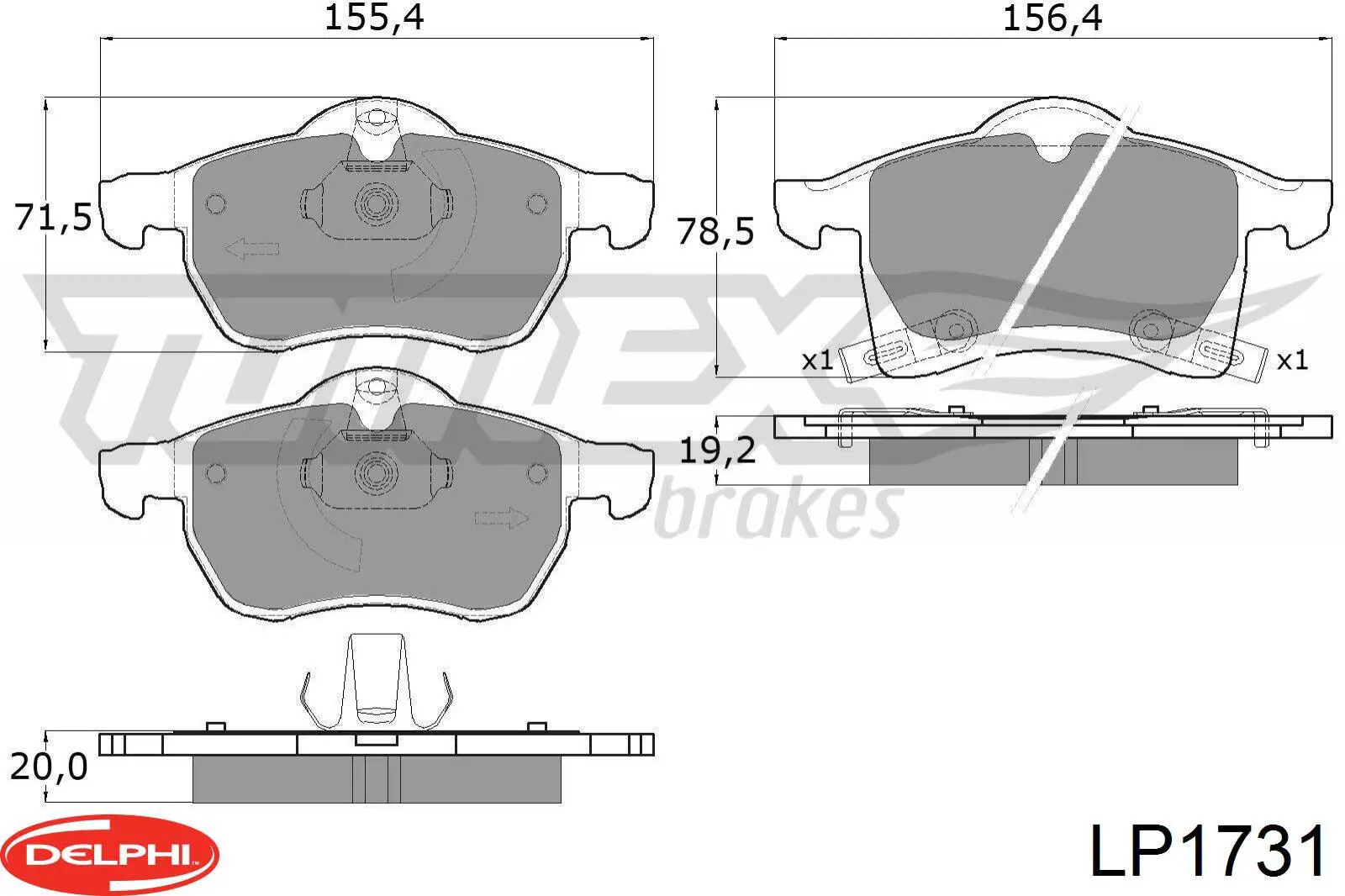Гальмівні колодки Delphi LP1731 ціна, від 30.05 USD